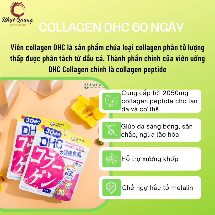 Collagen DHC 60 ngày - Cách bổ sung collagen tốt nhất cho cơ thể