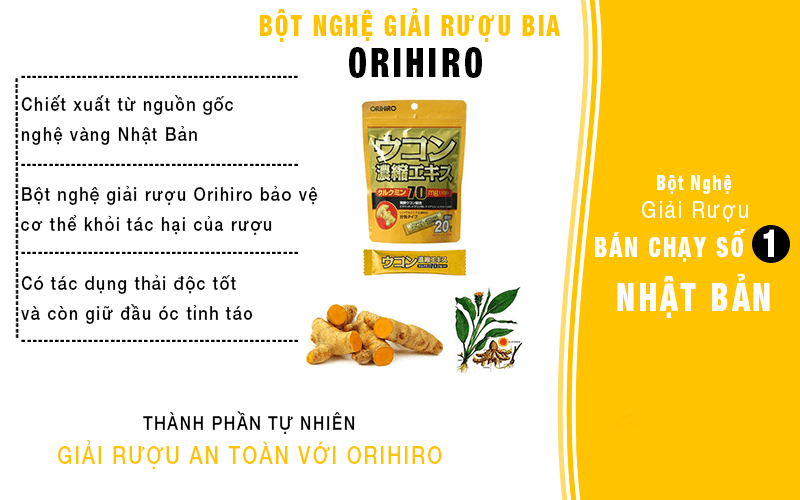 Bột Nghệ Giải Rượu Orihiro Nhật Bản 20 Gói- Date 11/2021