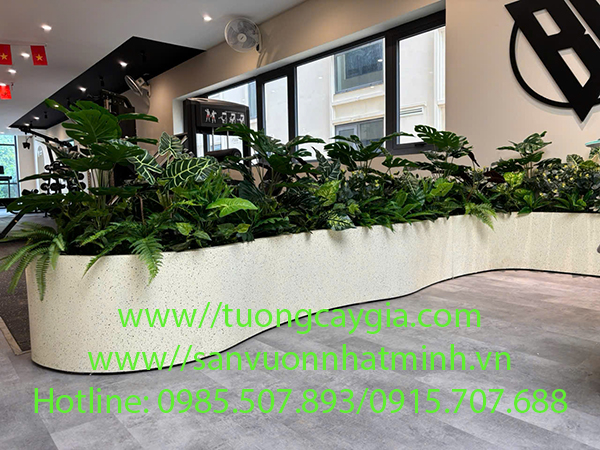 Thi công, lắp đặt bục cây xanh nhân tạo tại phòng tập Gym số 57 Phan Đình Phùng - Hà Nội