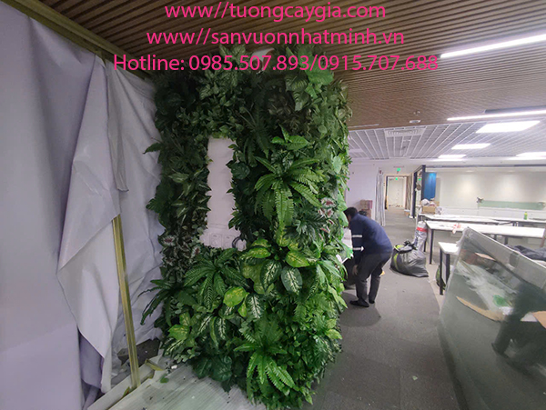 Che lấp các cột khô cứng của tòa nhà bằng cây xanh tại 16 Phan Chu Trinh - Hoàn Kiếm - Hà Nội