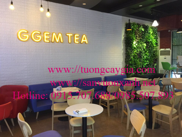 Trang trí tường cây giả tại nhà hàng G GGEM TEA - Bắc Ninh