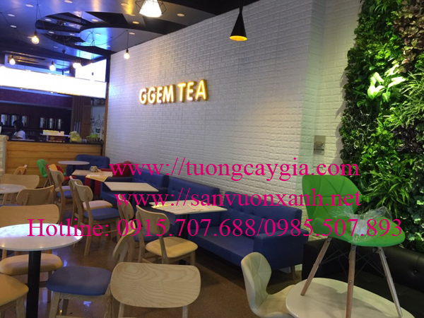 Trang trí tường cây giả tại nhà hàng G GGEM TEA - Bắc Ninh