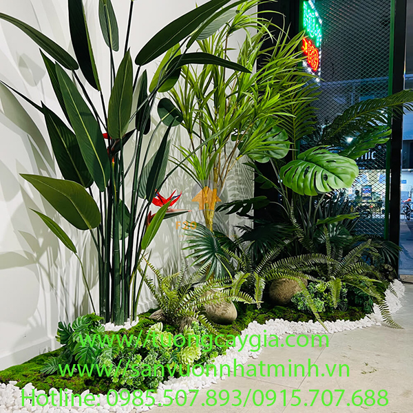 Trang trí tiểu cảnh bằng cây lá nhân tạo tại Hà Nội