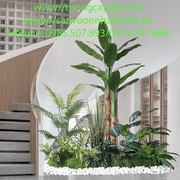 Trang trí tiểu cảnh bằng cây lá nhân tạo tại Hà Nội