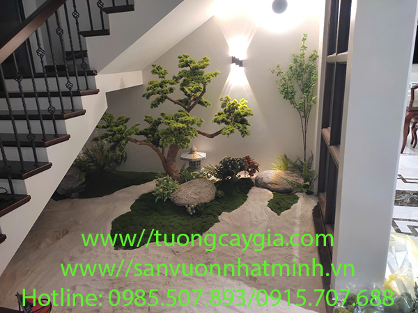 Thi công tiểu cảnh - giải pháp làm đẹp cho khu vực cầu thang nhà phố