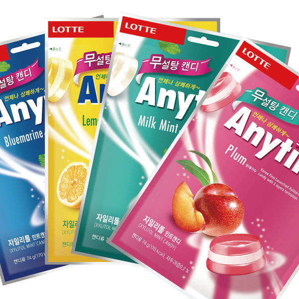 Kẹo bạc hà xylitol Lotte Anytime vị Đào & Mận 60gr (Sugar free) Can.D