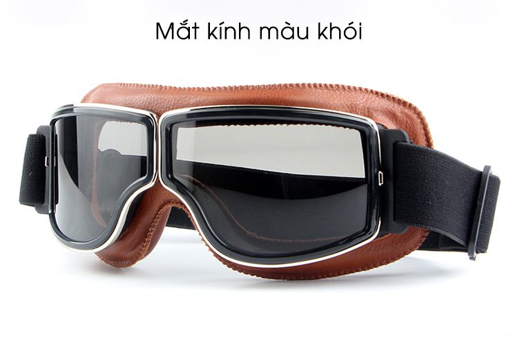 Kính Dây Vintage Da Cao Cấp Gọng Nâu - Khói FREESHIP