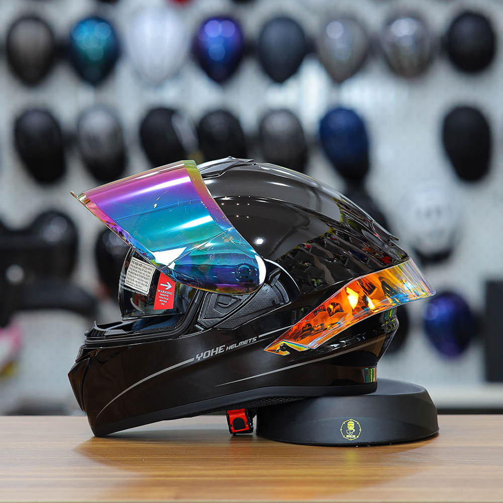 Mũ Fullface EGO E81 Đen Bóng + Kính Màu Titan + Đuôi Gió GPRR FREESHIP