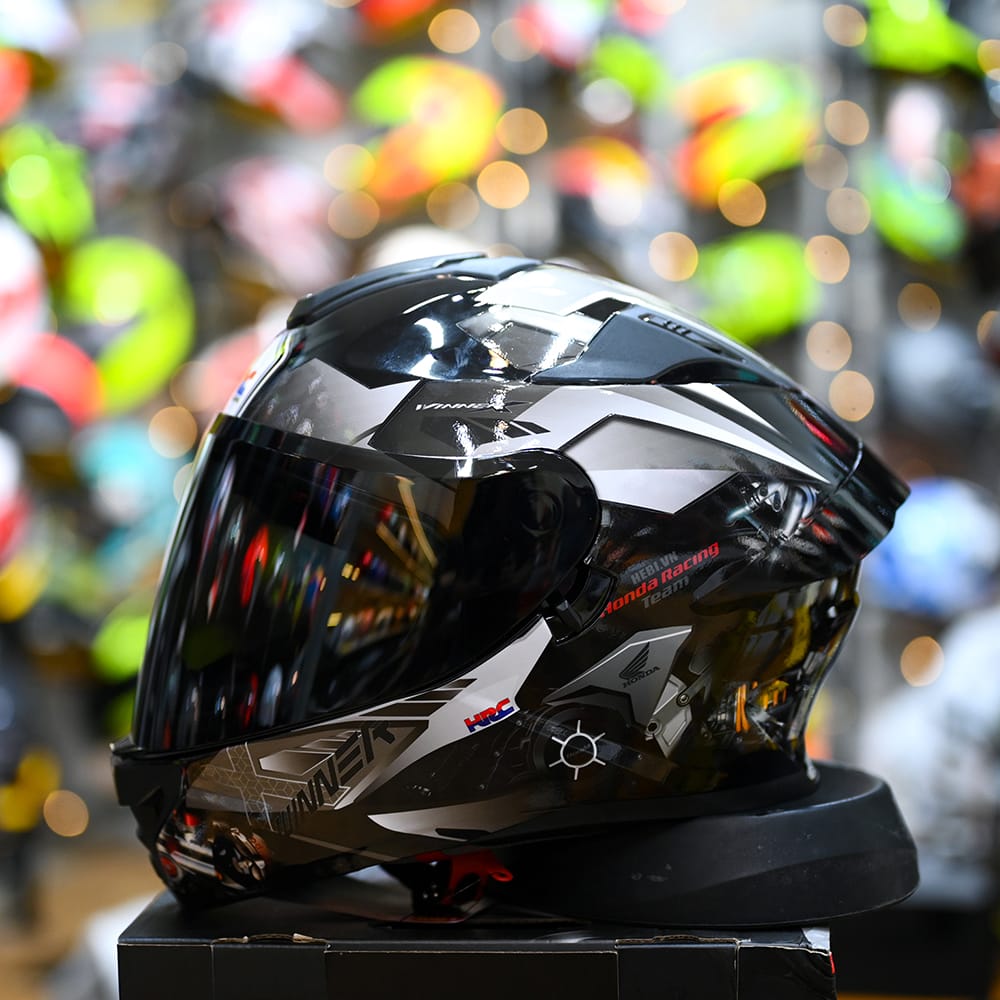 Mũ Fullface ROC R11 Pro Đen Bóng + Dán Tem Decal Winner X Xám FREESHIP