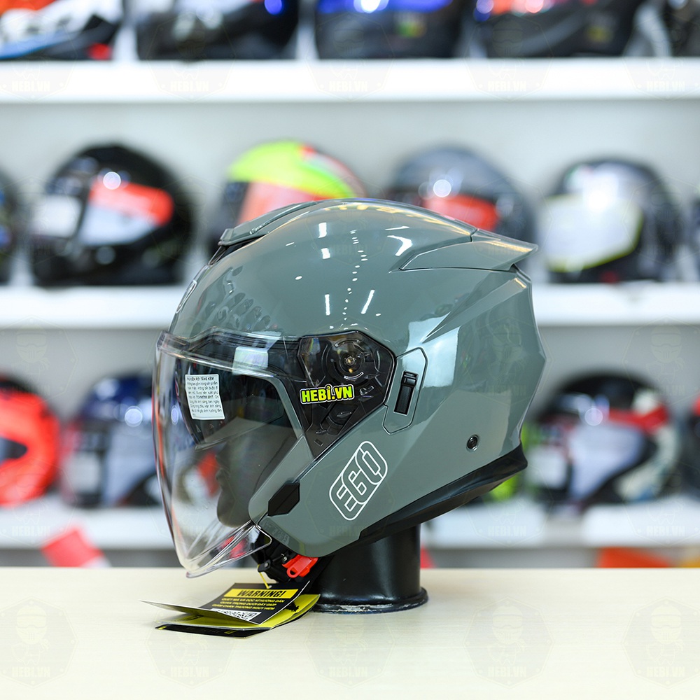 Mũ 3/4 2 Kính EGO E42 Xi Măng Bóng FREESHIP