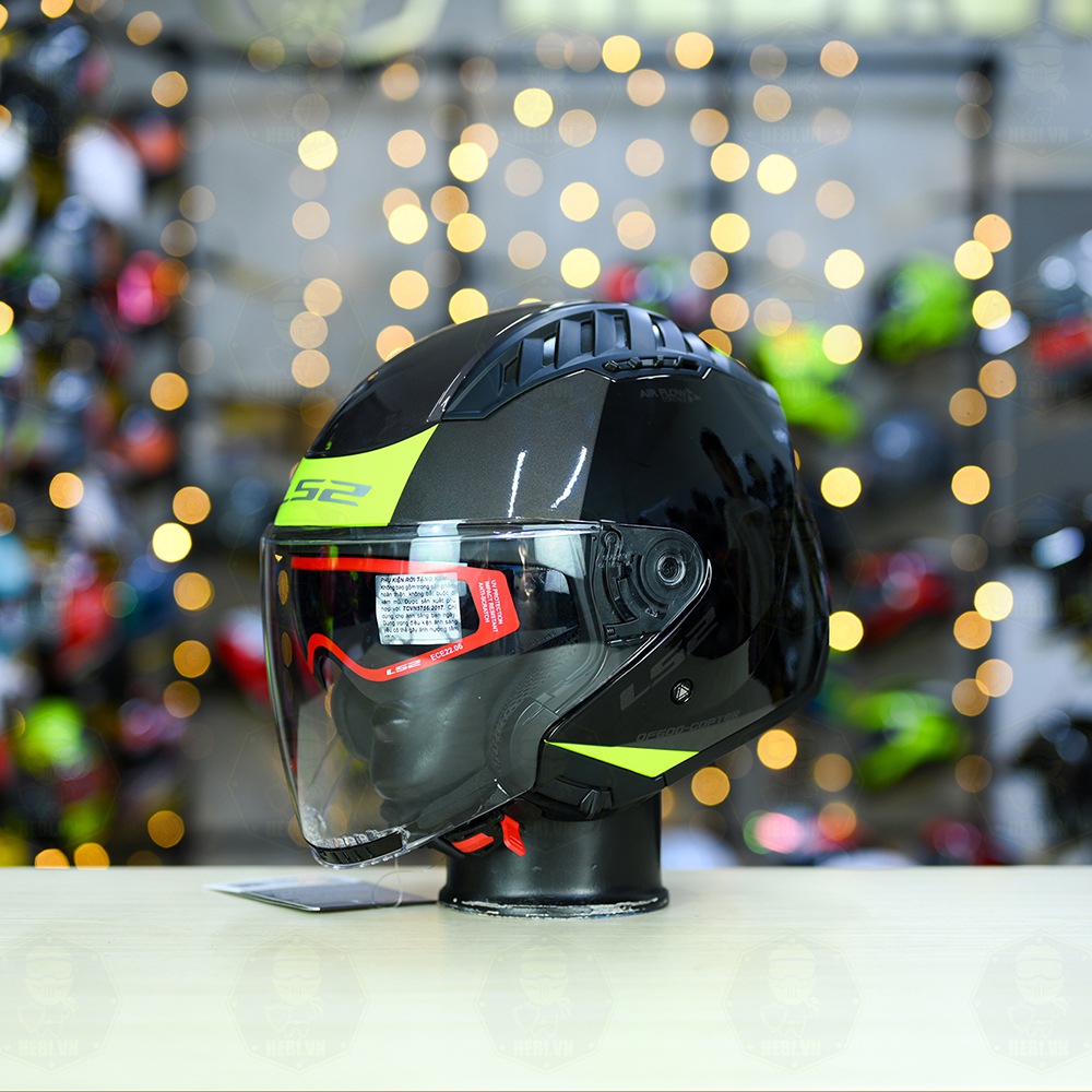 Mũ 3/4 LS2 OF600 COPTER Đen Vàng Bóng Urbane  FREESHIP