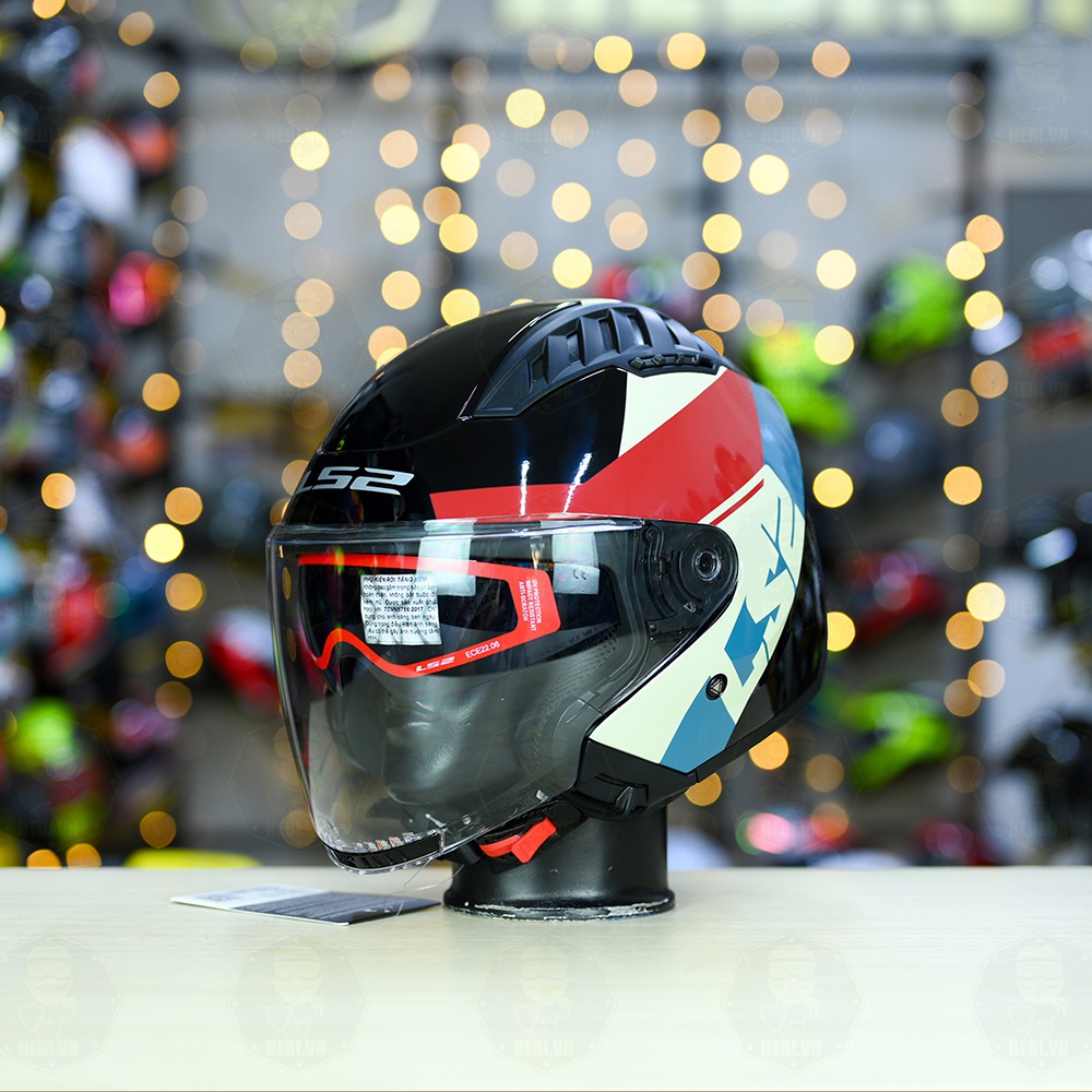 Mũ 3/4 LS2 OF600 COPTER Đen Đỏ Xanh Rise FREESHIP