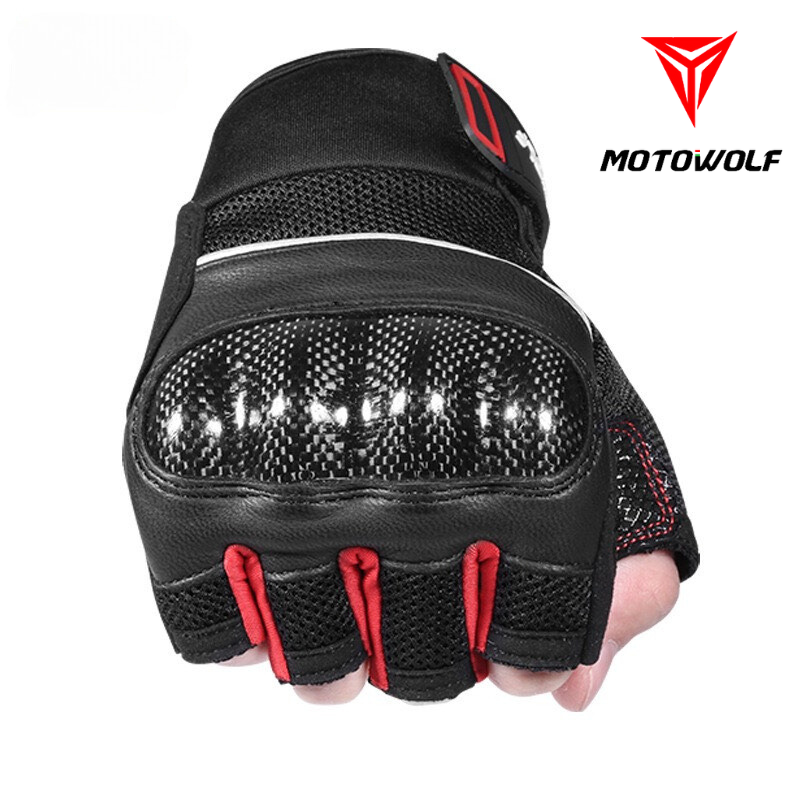 Găng tay ngắn ngón MOTOWOLF có gù Carbon