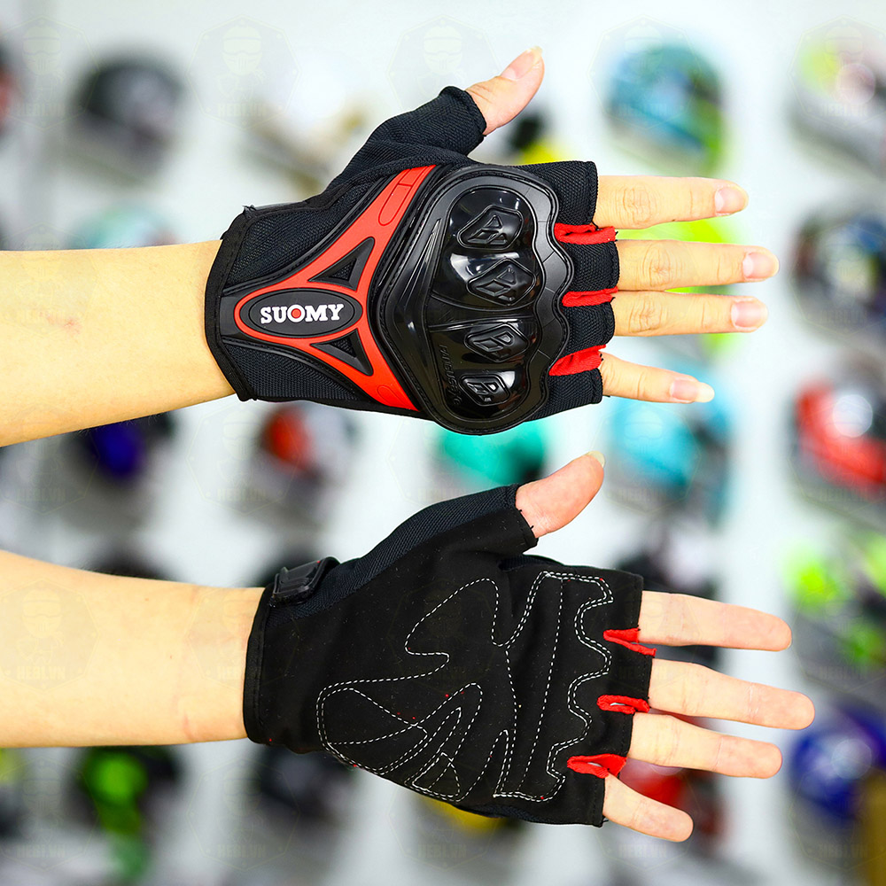Găng Tay Suomy SU-H10 Đen Đỏ Ngắn FREESHIP