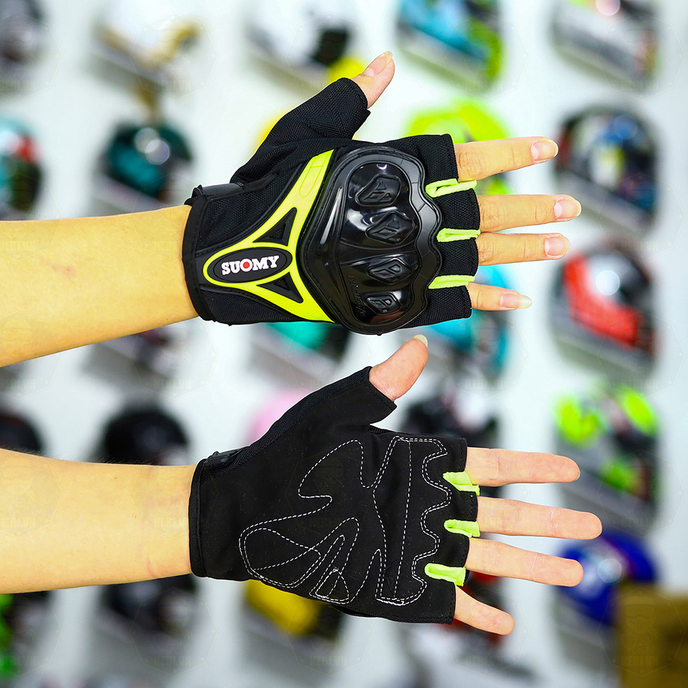 Găng Tay Suomy SU-H10 Đen Xanh Vàng Ngắn FREESHIP