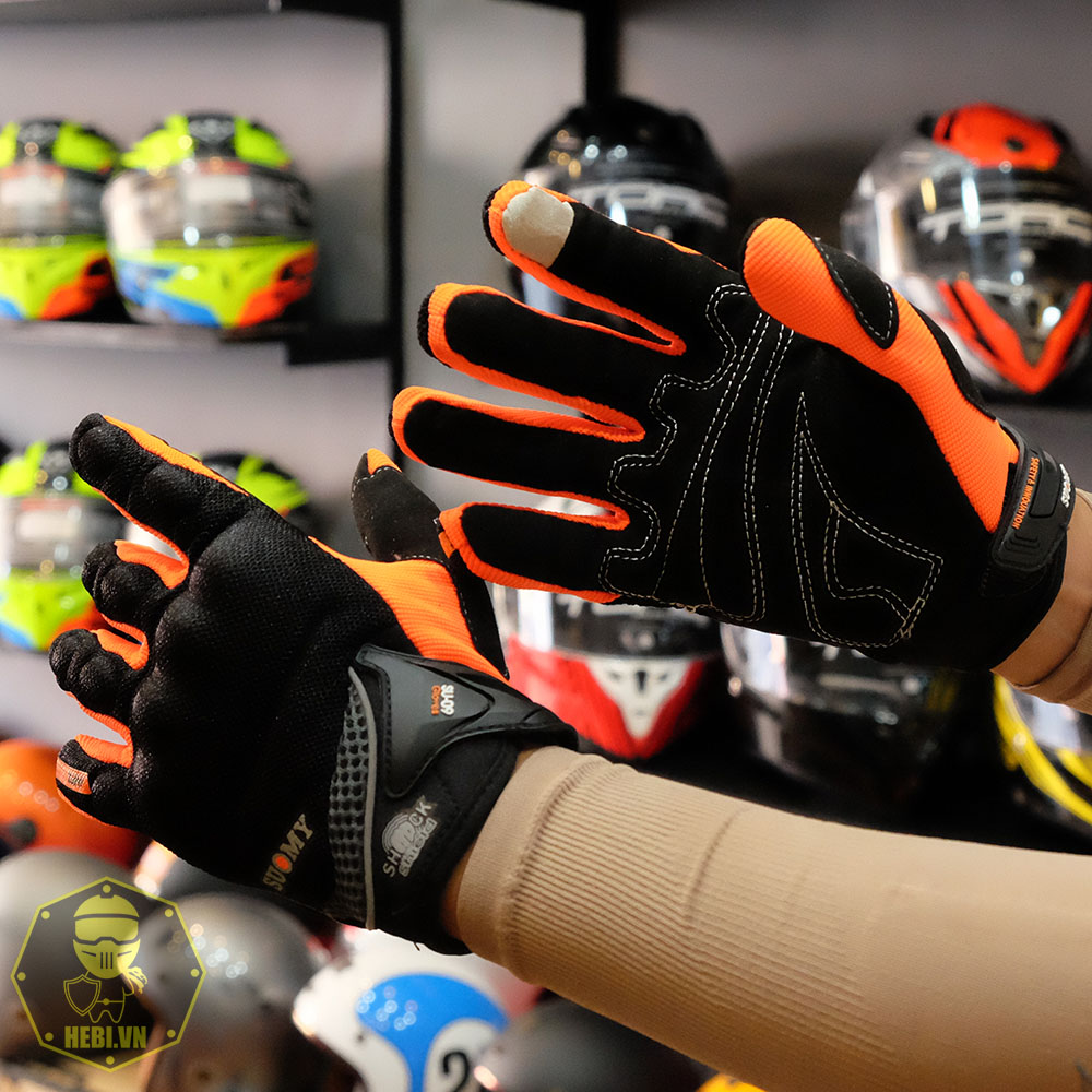 Găng Tay Suomy 09 Dài Đen Cam FREESHIP