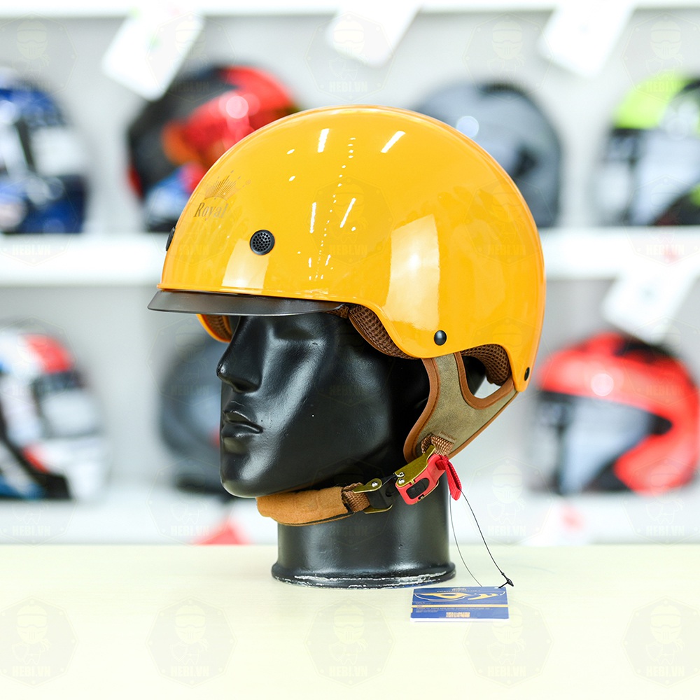 Mũ 1/2 kính âm Royal M239 Vàng Bóng FREESHIP