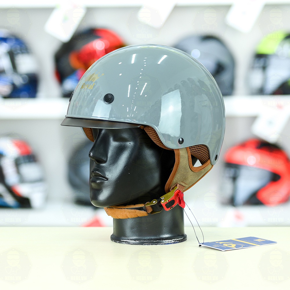 Mũ 1/2 kính âm Royal M239 Xi Măng FREESHIP