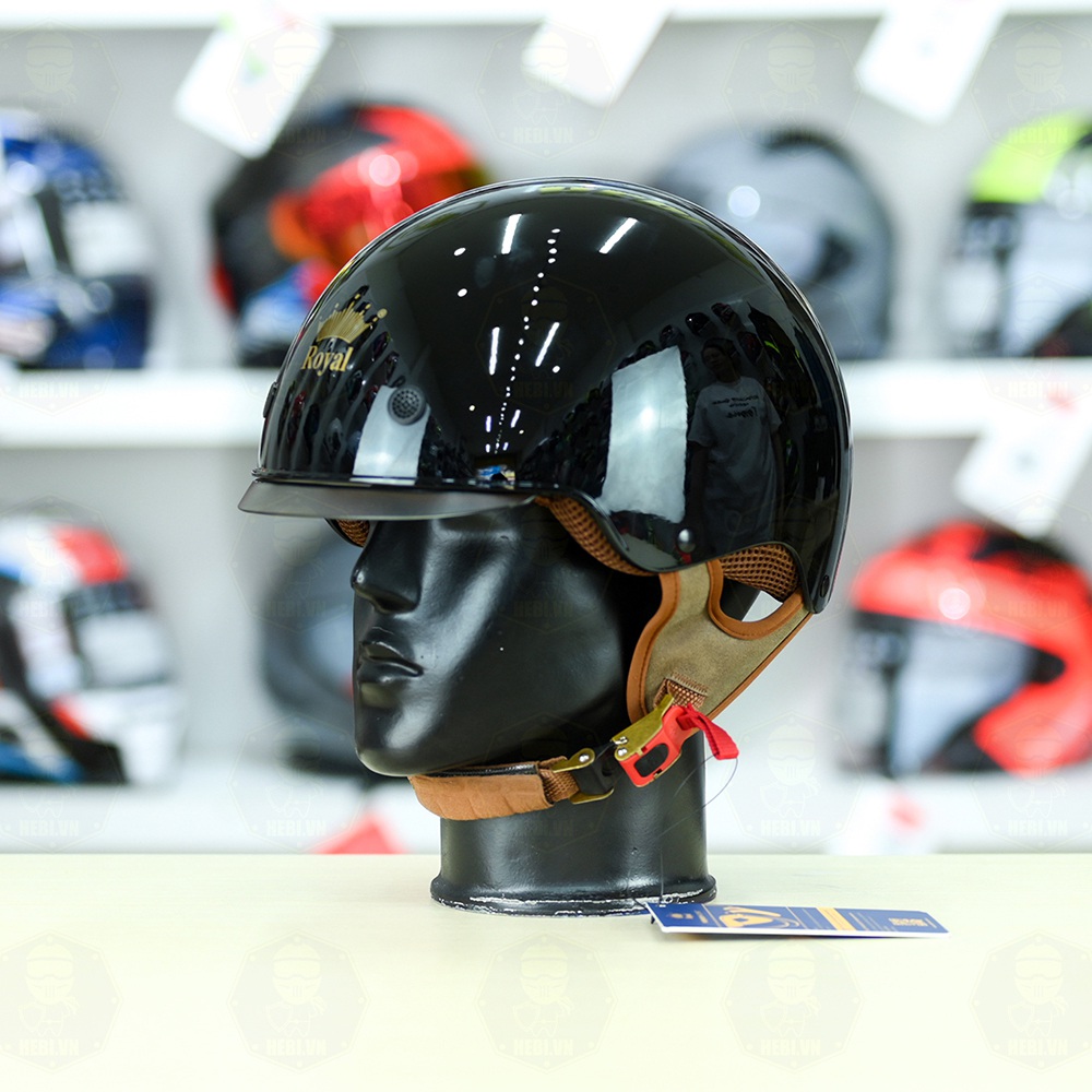 Mũ 1/2 kính âm Royal M239 Đen Bóng FREESHIP