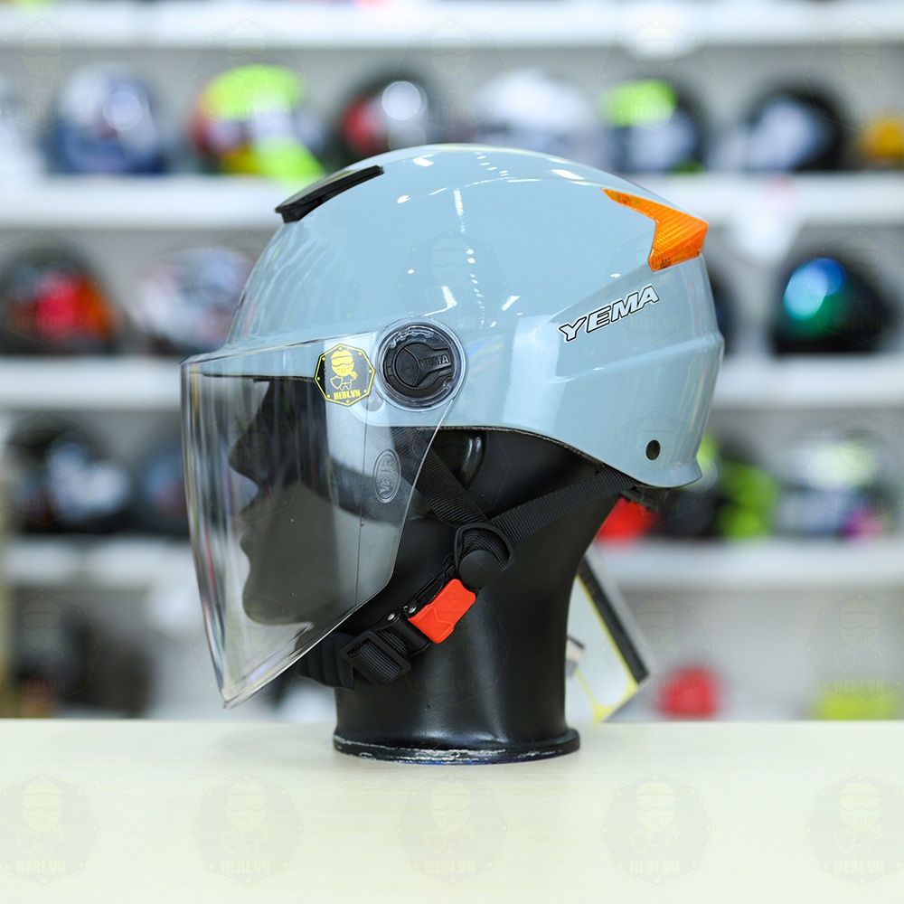 Mũ 1/2 Yema Có Kính Chắn FREESIZE - Xi Măng Bóng