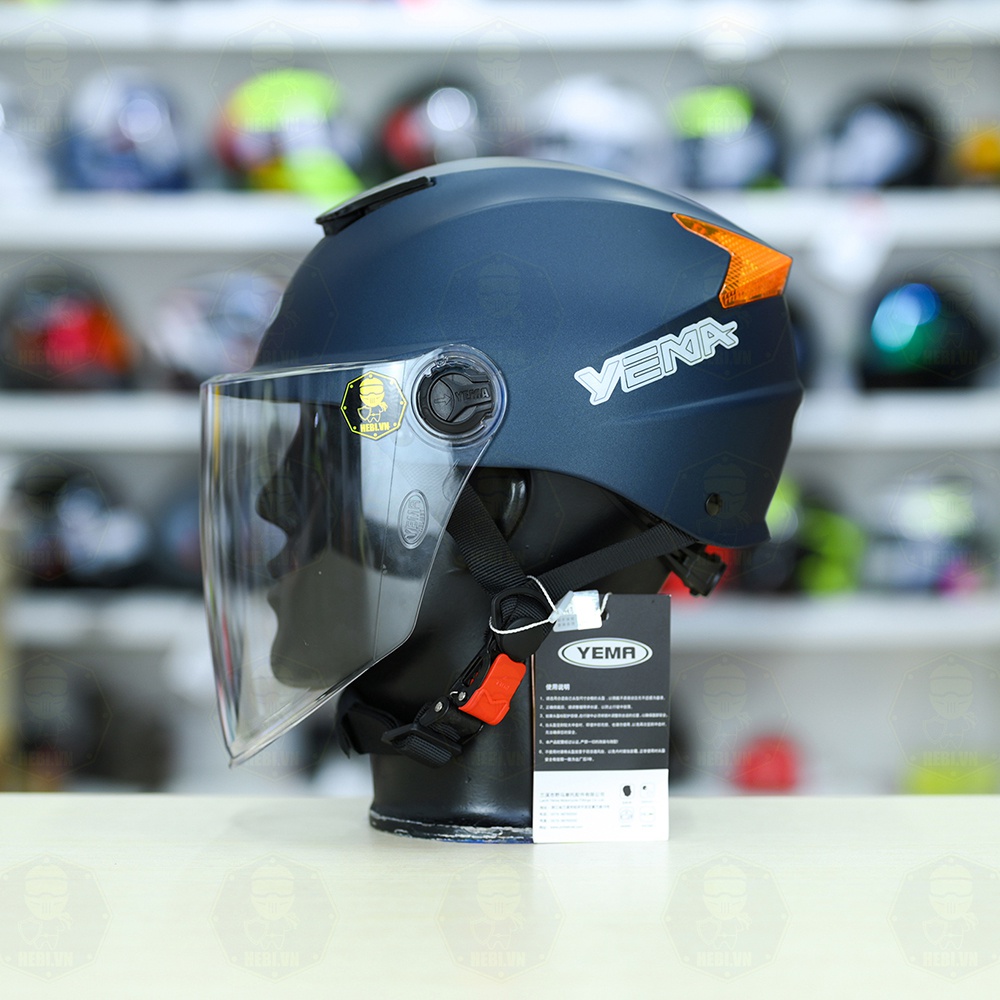 Mũ 1/2 Yema Có Kính Chắn FREESIZE - Xanh Mực Nhám