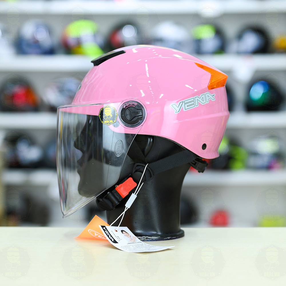 Mũ 1/2 Yema Có Kính Chắn FREESIZE - Hồng Bóng