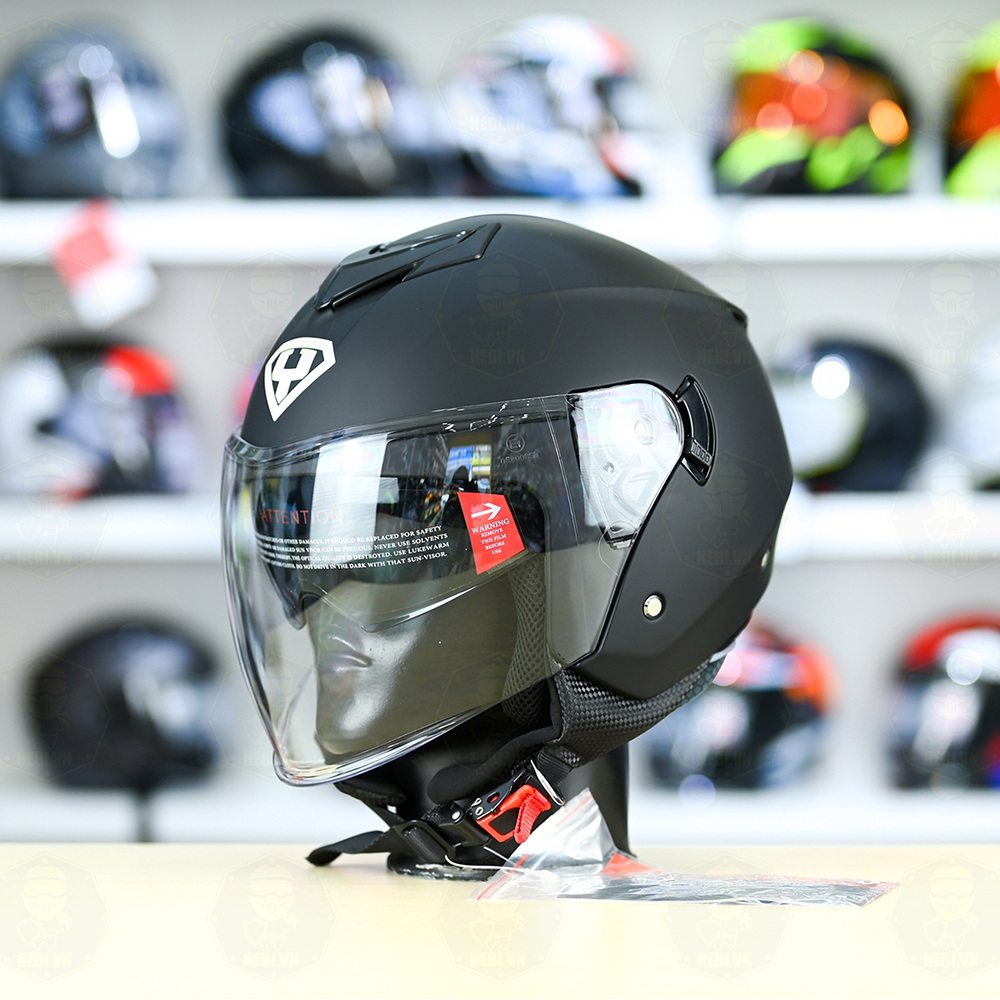 Mũ 3/4 2 Kính Yohe 852 Đen Nhám FREESHIP