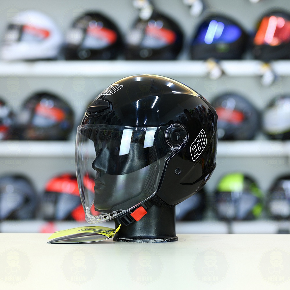 Mũ 3/4 EGO E31 Đen Bóng Gọn Nhẹ FREESHIP