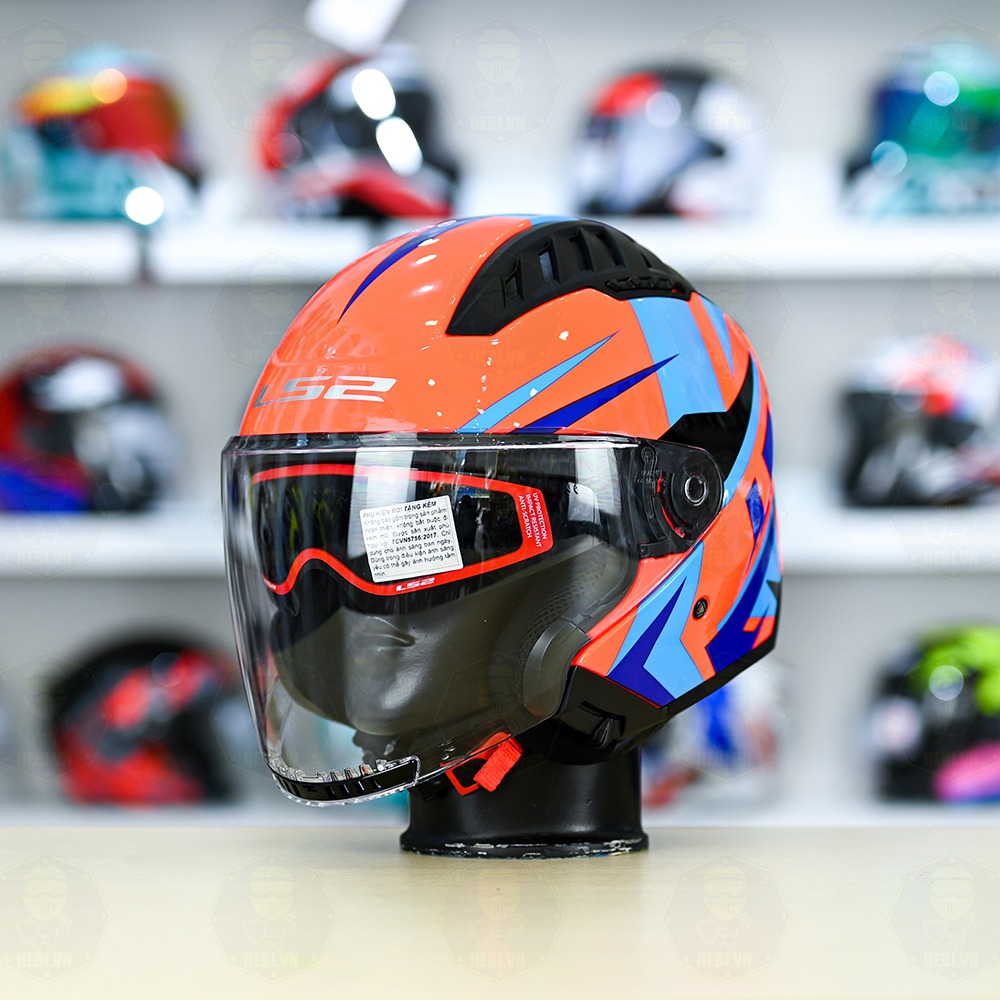 Mũ 3/4 LS2 OF600 COPTER Đen Xanh Đỏ Nimble FREESHIP