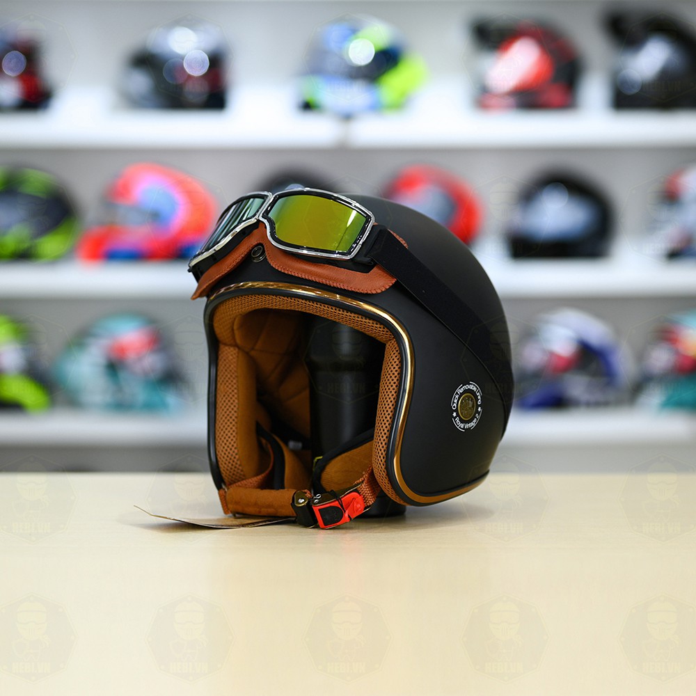 Mũ 3/4 Royal M20c Kèm Kính Dây Cực Kì Thời Trang Và Trendy - Đen nhám