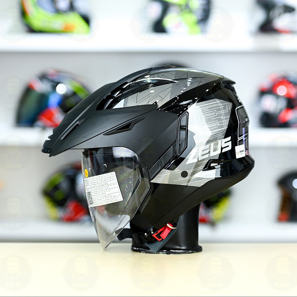 Mũ 3/4 Zeus 613B Nhện Đen Bóng FREESHIP