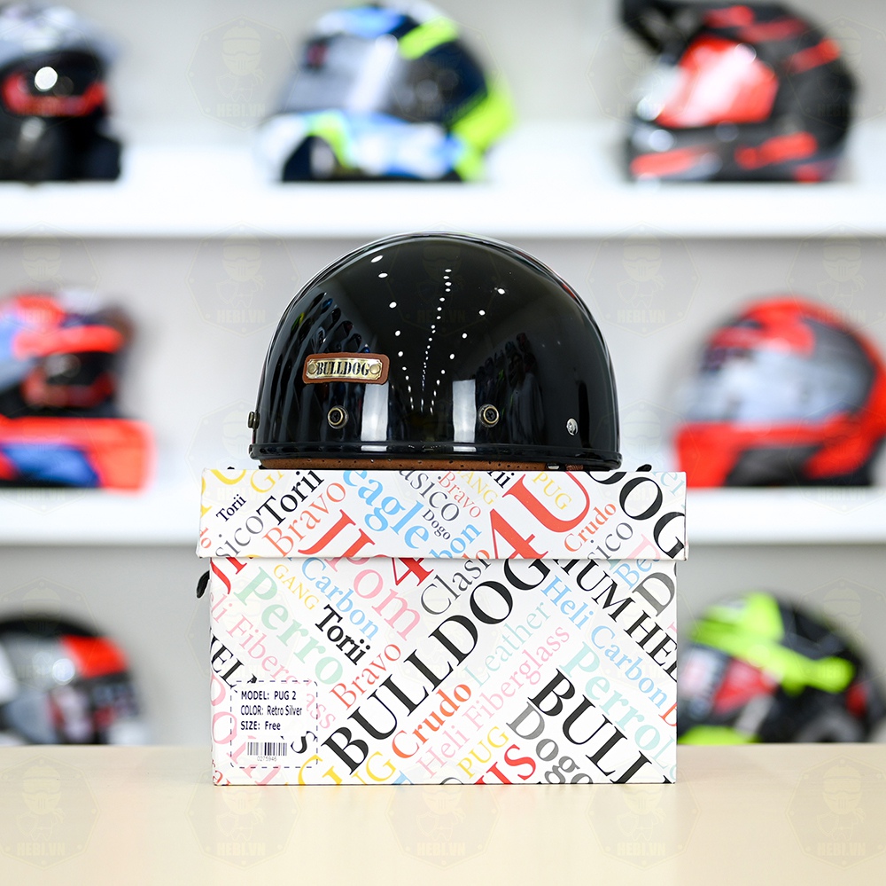 Mũ 1/2 Bulldog PUG Đen Bóng FREESHIP