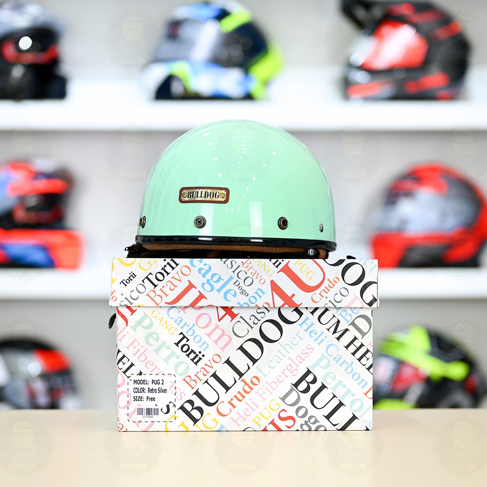 Mũ 1/2 Bulldog PUG Xanh Ngọc FREESHIP