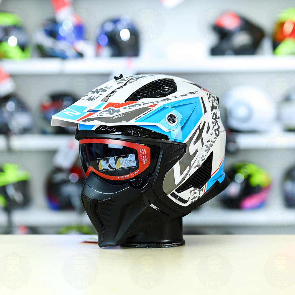 Mũ Đa Năng LS2 OF606 DRIFTER T2 Trắng Xanh BMW Bóng FREESHIP