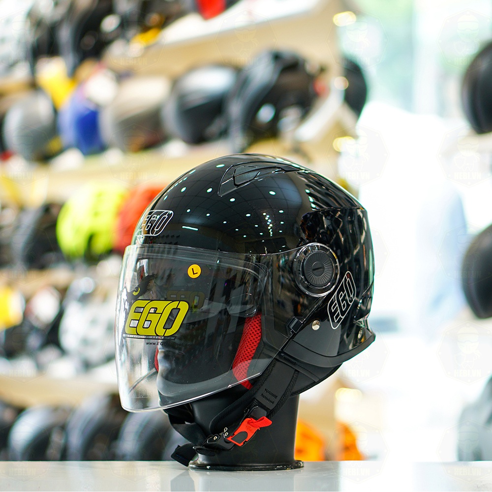 Mũ 3/4 EGO E41 Đen Bóng 2 Kính FREESHIP