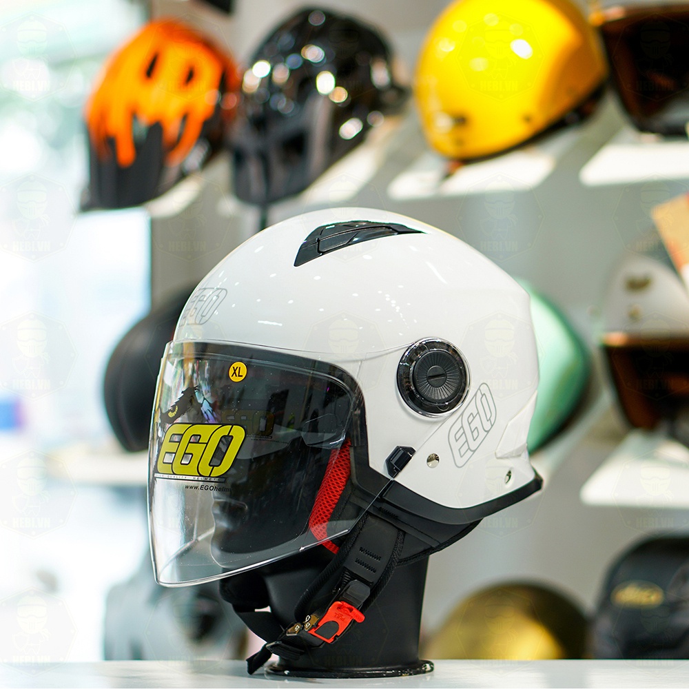 Mũ 3/4 EGO E41 Trắng Bóng FREESHIP