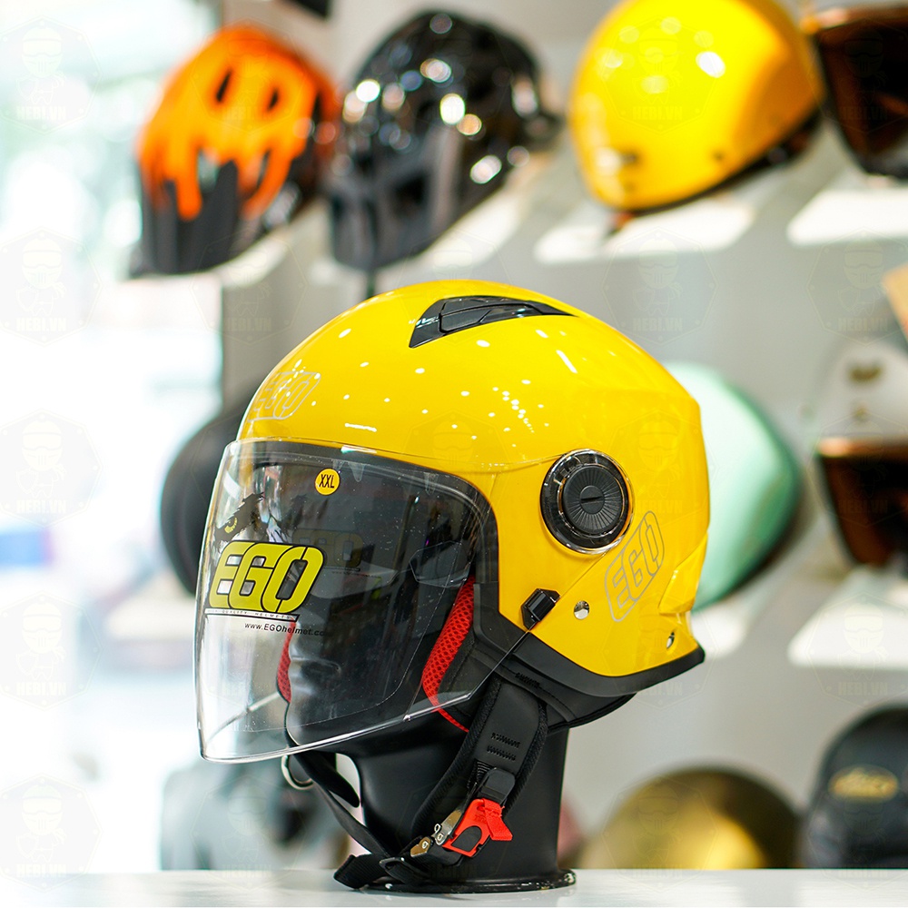 Mũ 3/4 EGO E41 Vàng Bóng 2 Kính FREESHIP