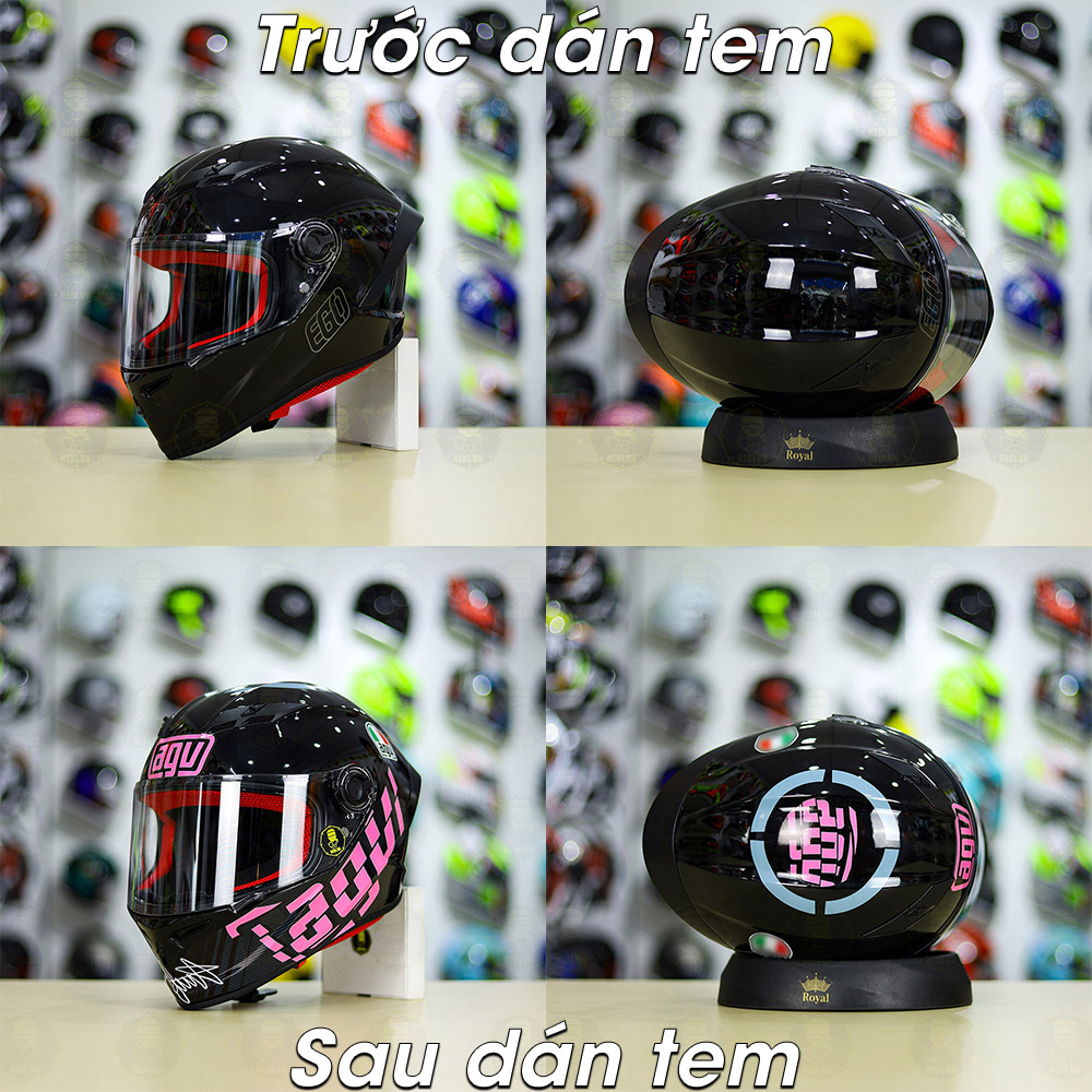Tem Decal AGV Myth Hồng Cho Nón Fullface - Không Nón - FREESHIP