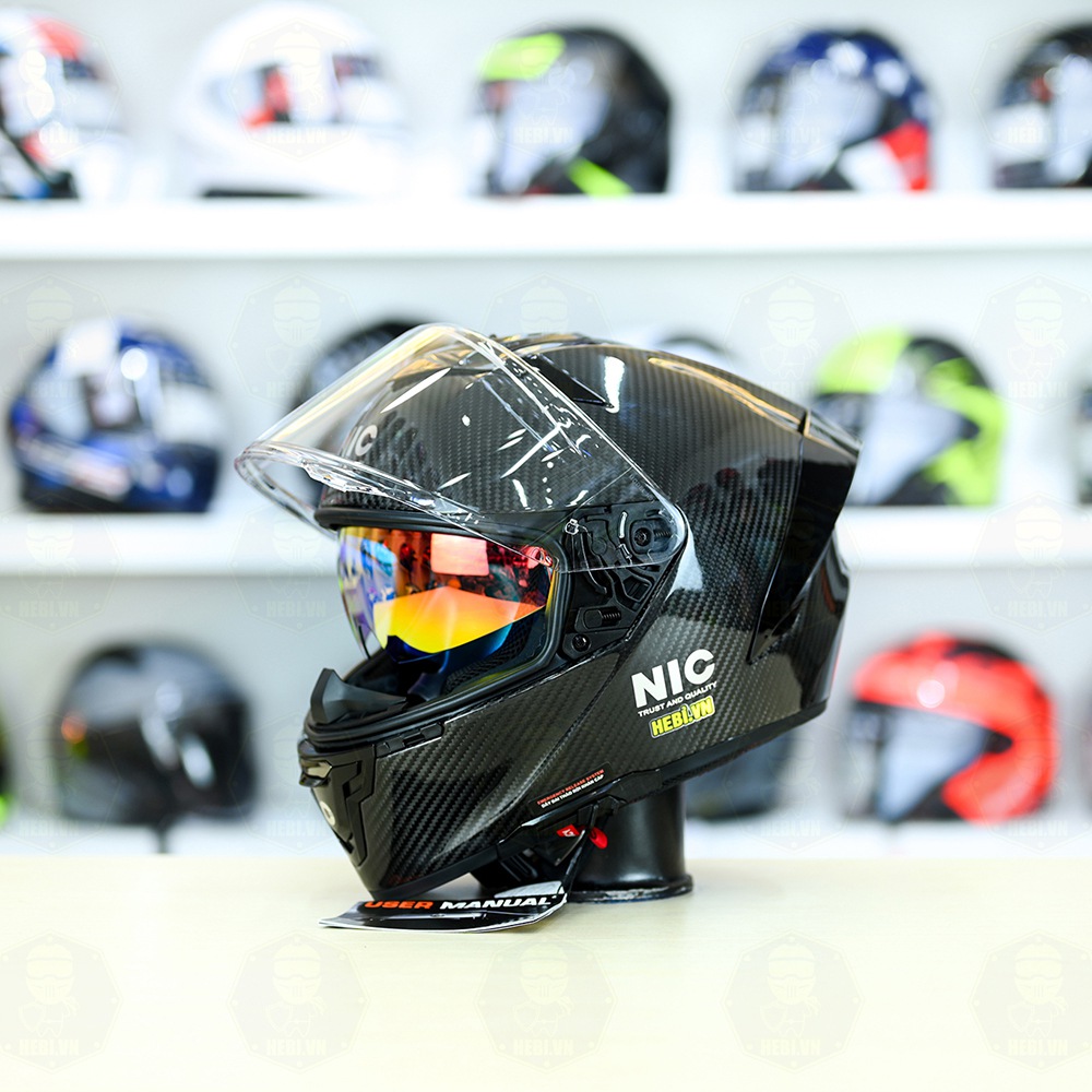 Mũ Fullface NIC N01 Carbon 3K FREESHIP