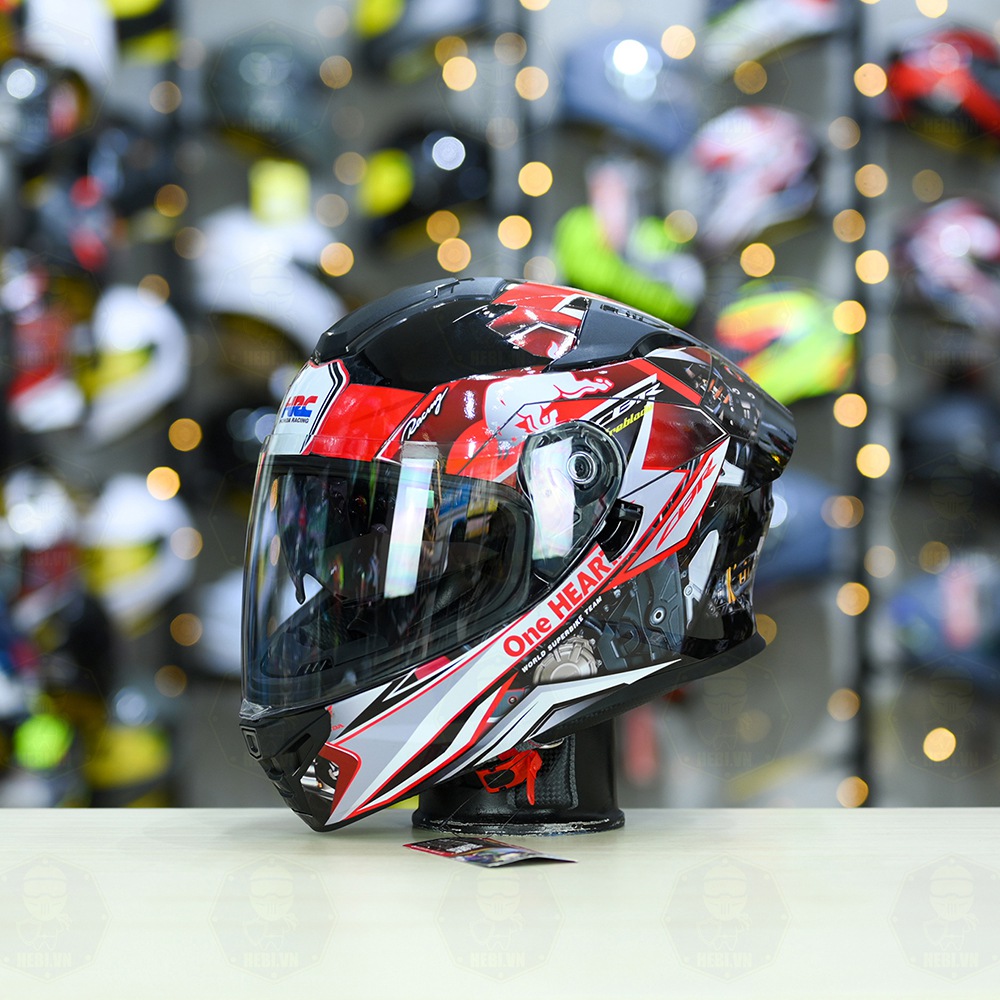 Mũ Fullface ROC R11 Pro Đen Bóng + Dán Tem Decal CBR Đỏ FREESHIP