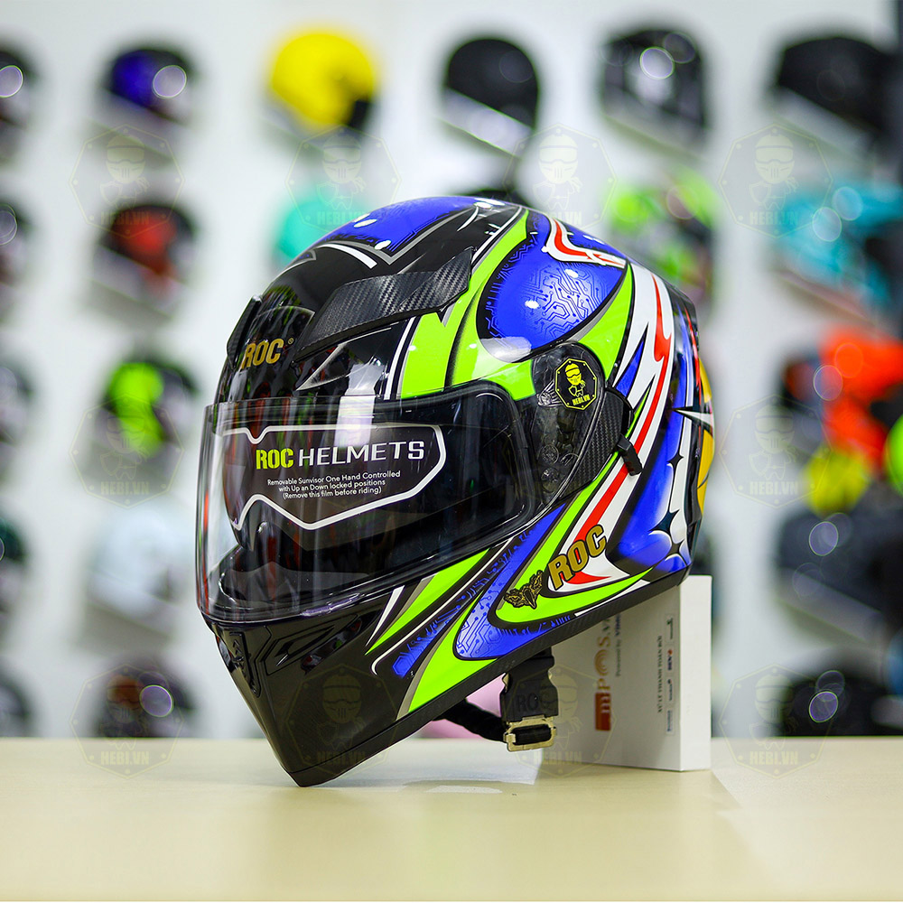 Mũ Fullface ROC 05 K3SV Xanh Bóng V3 DAIJIRO FREESHIP