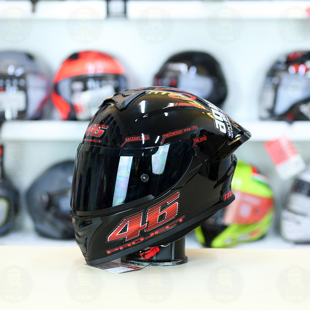 Mũ Fullface ROC 08 Plus 2024 Đen Bóng + Dán Tem AGV Project 46 Đỏ FREESHIP