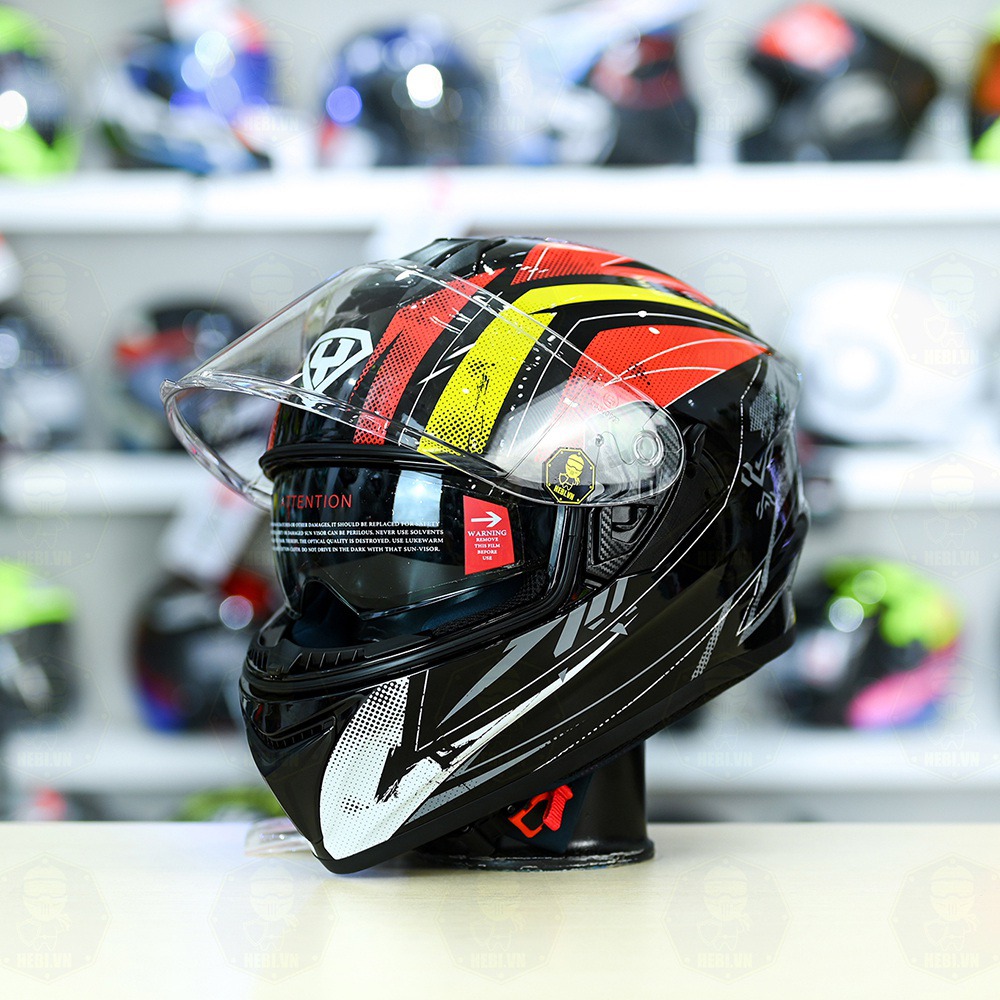 Mũ Fullface Yohe 981 T35 Đen Xám Vàng Đỏ FREESHIP