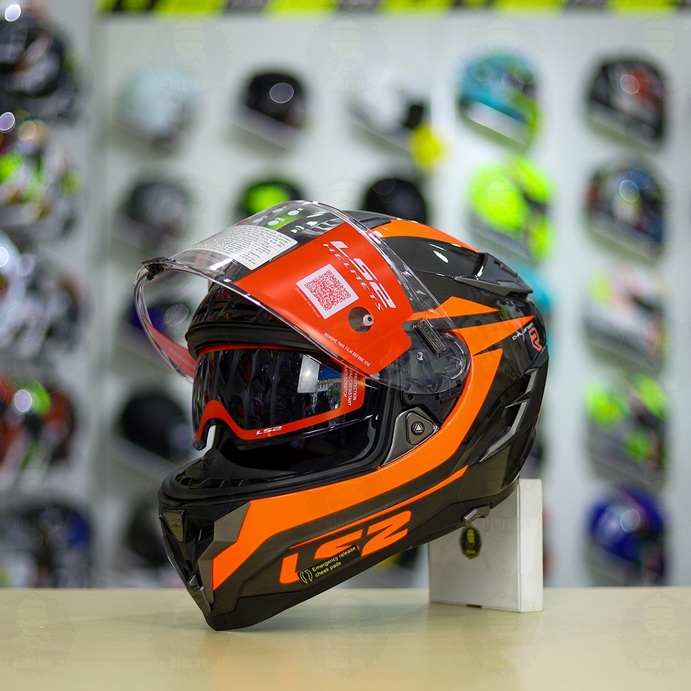Mũ Fullface LS2 FF327 Xám Xước Cam Bóng FREESHIP