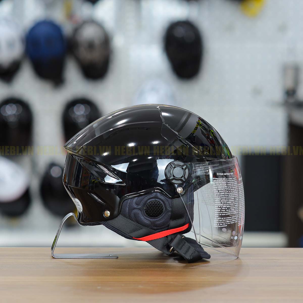 Mũ 1/2 KYT TigerJet Đen Bóng Nhỏ Gọn Nhẹ FREESHIP