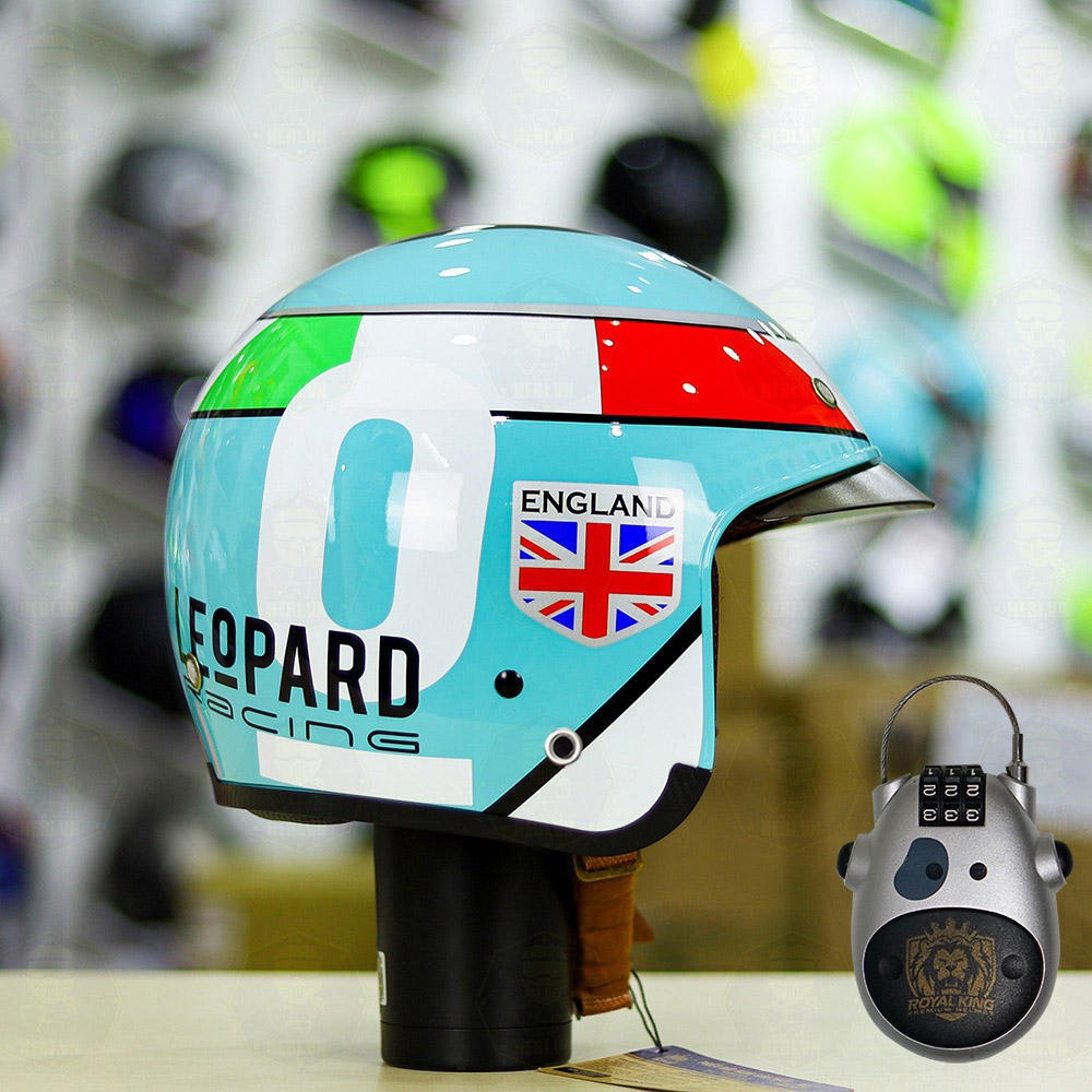 Combo Mũ 3/4 ROYAL M139 LEOPARD Độ Khóa Chống Trộm