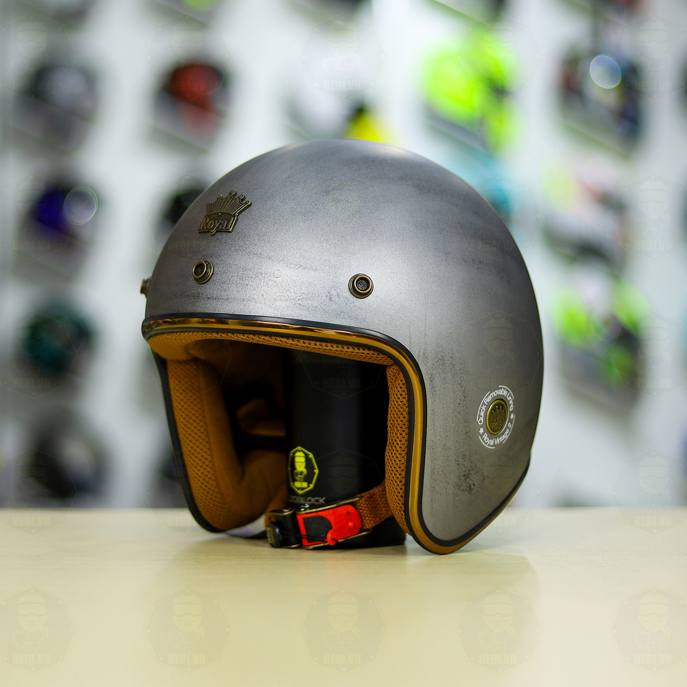 Mũ 3/4 ROYAL M20C Ruby Xám Xước Nhám FREESHIP