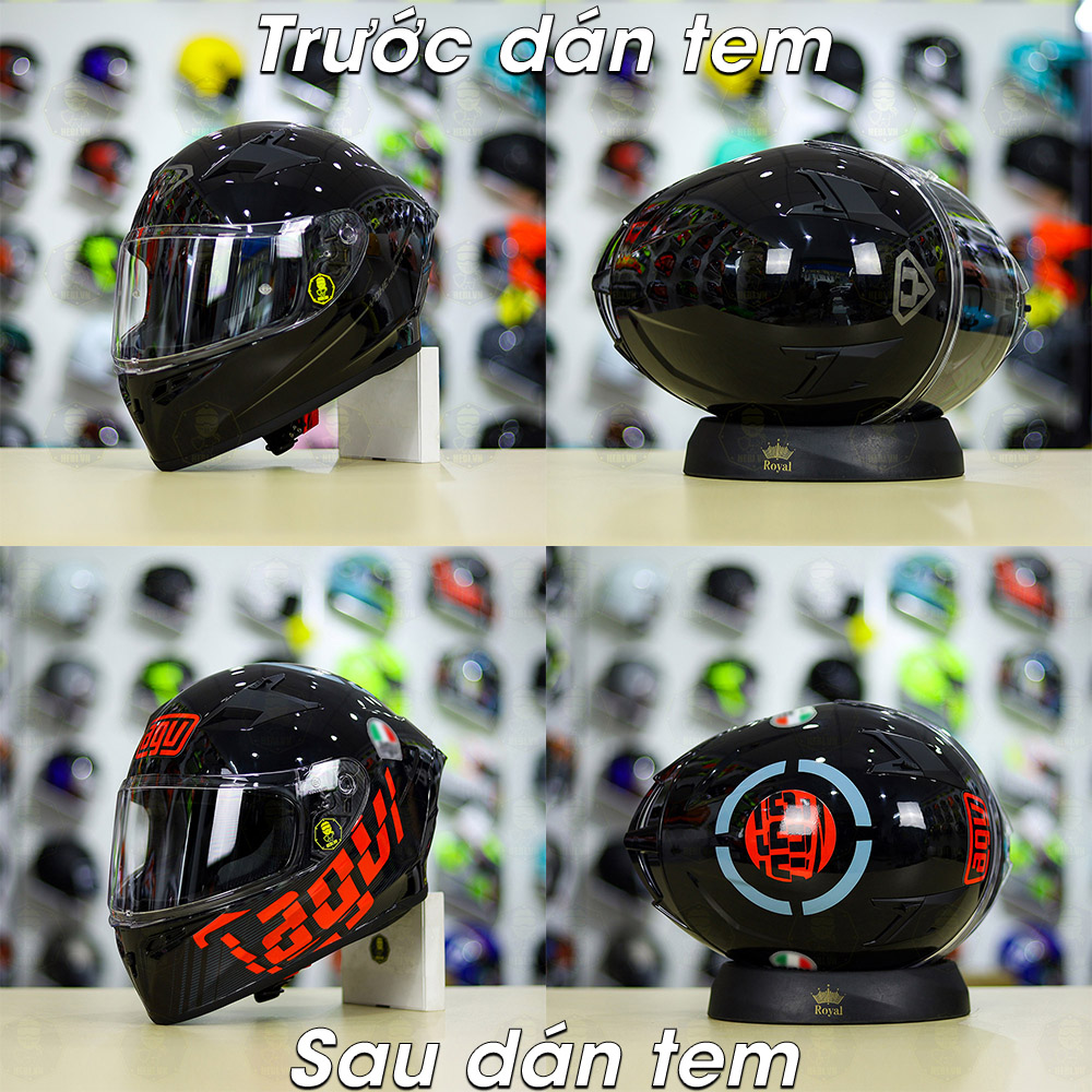 Tem Decal AGV Myth Đỏ Cho Nón Fullface - Không Nón - FREESHIP