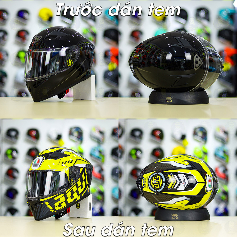 Tem Decal AGV Myth Version 2 Đen Vàng Cho Nón Fullface - Không Nón - FREESHIP