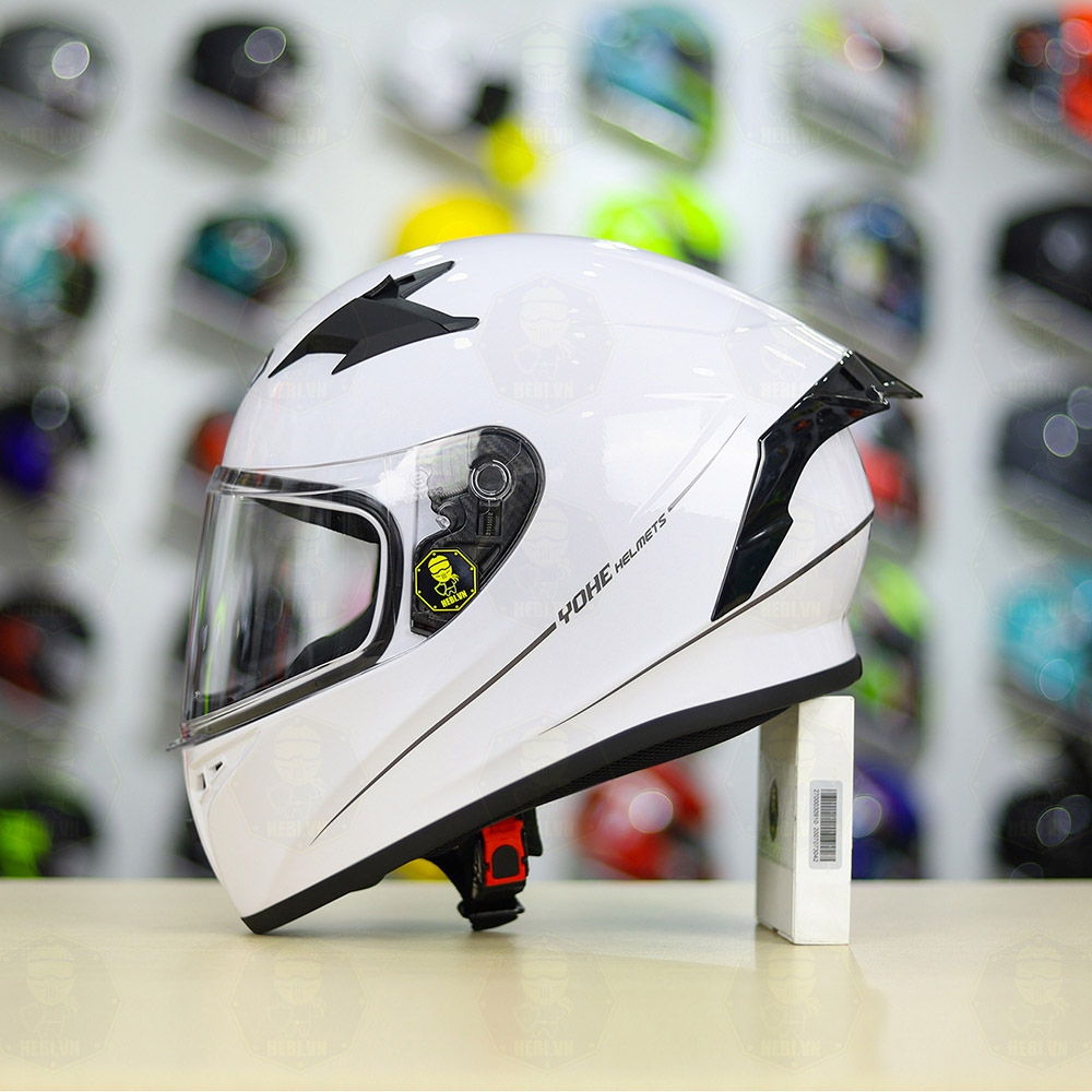 Mũ Fullface Yohe 978 Plus Trắng Camay Bóng FREESHIP